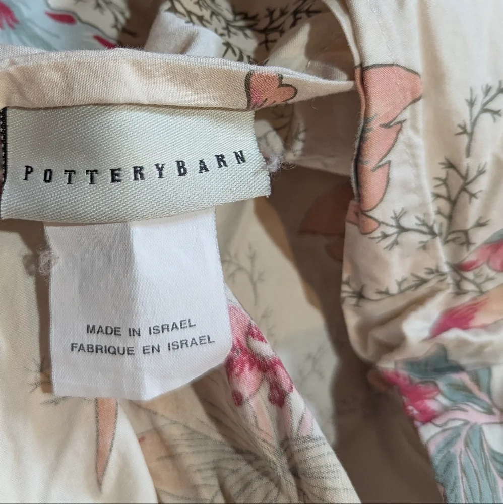 Pottery Barn Full/Queen Duvet Cover Palampore Jacobean Cream Red Preppy Cottage